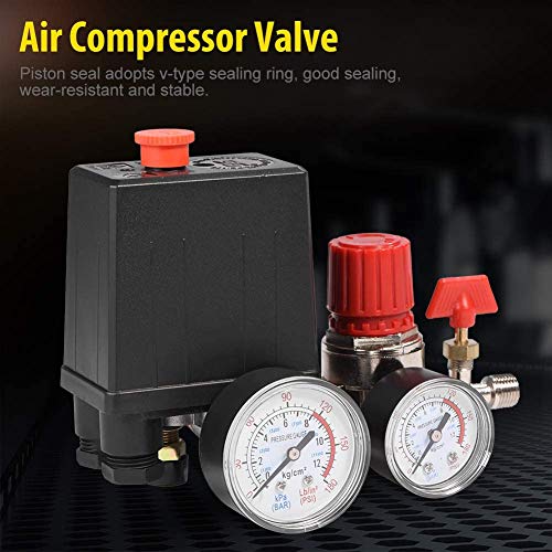 Small Plastic Air Compressor Pressure Switch, Lightweight Valve Regulator With Gauge, Replacement For Clarke Bandit 6L Oilless, 2Pcs