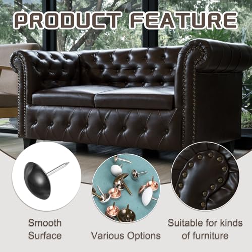 MECCANIXITY Upholstery Tacks for Furniture, 3/4 Inch (19 x 22mm) Metal Round Black Thumb Tacks for Wall Decorative Upholstery Nails DIY Project Home Decor, Pack of 35