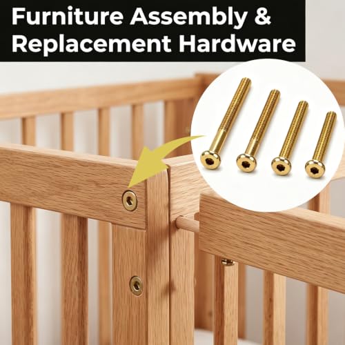 54 Set Crib Screws Hardware Replacement Kit - M6 Furniture Bolts Nuts Kit