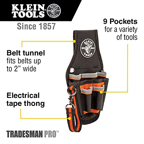 Klein Tools Electrician Scissors and Tradesman Pro Maintenance Tool Pouch Bundle