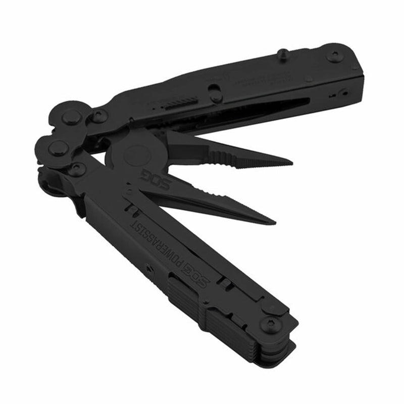 SOG Multi-Tool Pliers PowerAssist Pocket Knife with 16 Lightweight Specialty Tools and EDC Sheath (B66N-CP), Black