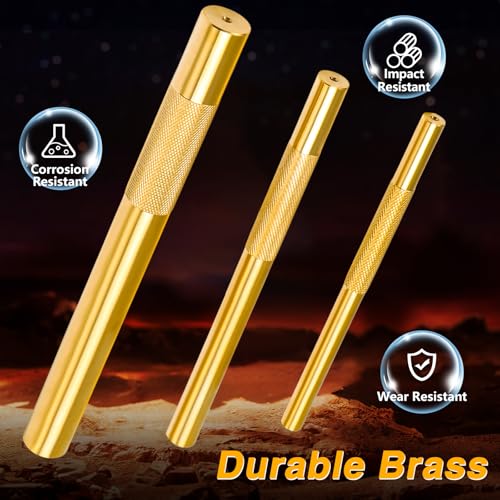EVRBUL 3PCS Brass Pin Punches, Brass Punch Set, Non-Sparking Brass Drift Punch Tool, 3/8″ 1/2″ 3/4″ Brass Punch Hand Tool, Drift Pin Set for Vehicles and Home Use