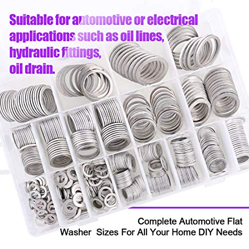 Swpeet 2350Pcs Nylon Round Spacer Standoff Screw Nut for M6 Screws Prototyping and 18 Sizes Oil Drain Plug Gasket Aluminum Flat Washer Assortment Kit
