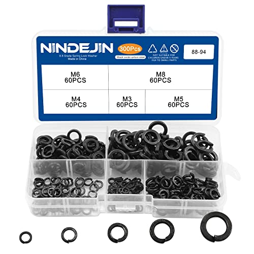 NINDEJIN 1060pcs Socket Head Screws, M2 M3 M4 M5 Metric Machine ScrewsAssortment Kit + 300pcs Spring Lock Washers, M3 M4 M5 M6 M8 Metric Split Lock Washer Set