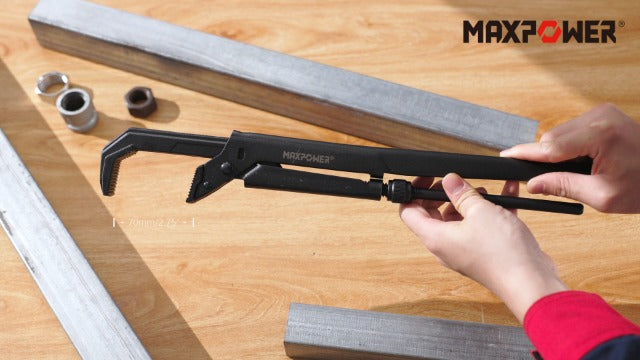 MAXPOWER Swedish Pipe Wrench, 16 1/2-Inch Adjustable Swedish Pipe Spanner Plumbers Wrench with 90°Angled Jaw, Jaw MAX Opening Capacity 2.75"