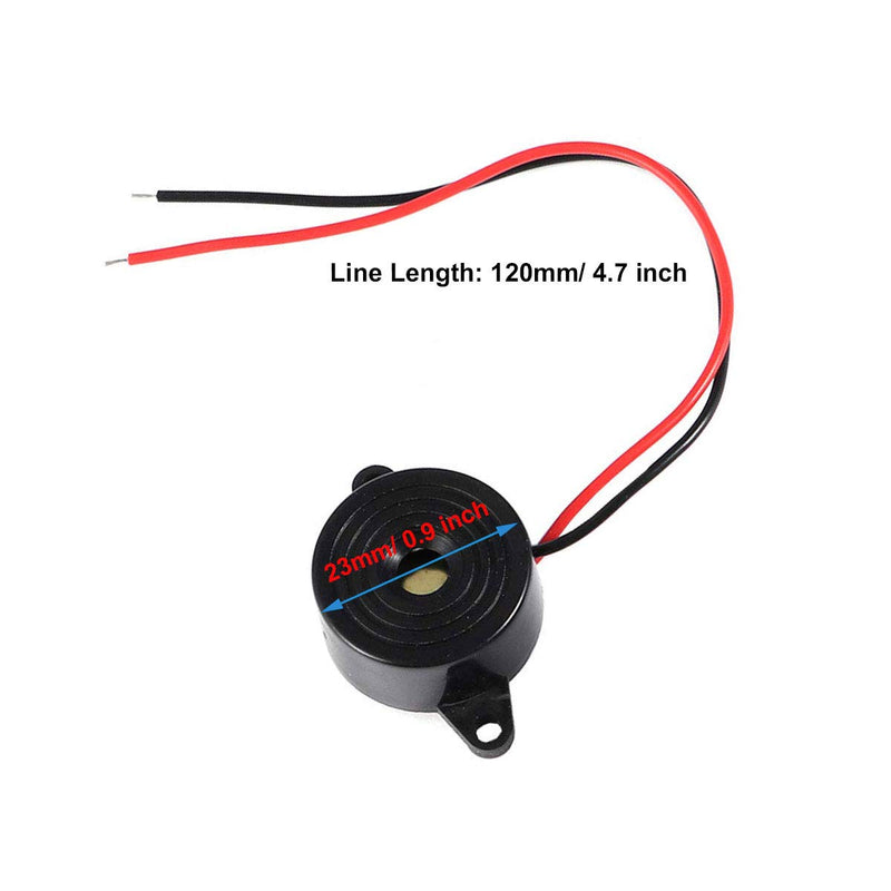 Wenxiaw Alarm System Buzzer Piezo Electric Buzzer 12V Active Piezoelectric Buzzer DC 3-24V Buzzer Alarm Piezo Sounder Continuous Sound Intermitent Beep, Pack of 6, Black