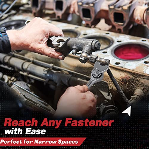 Crows Foot Wrench Set (SAE/Inch) Easily Access Hard-To-Reach Areas, Ideal for Tight Spaces, Great for Automotive Repair Work - Includes Sizes: From 3/8" to 1 Inch - 10-Piece Kit With Clip-on Organizer SAE (Inch)