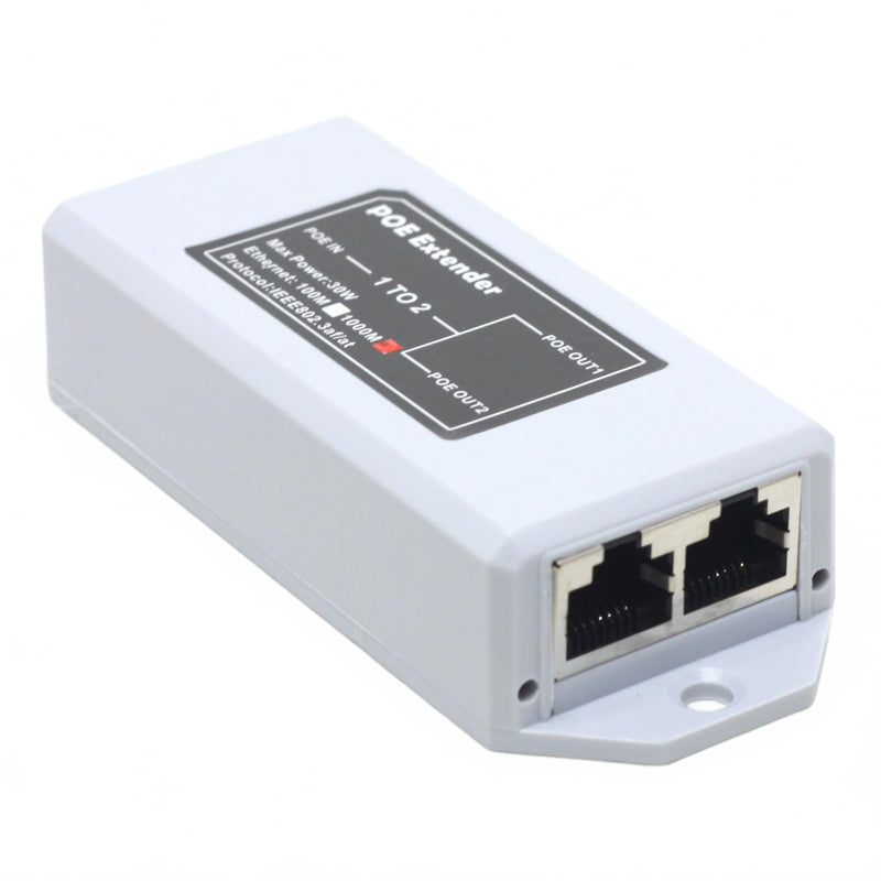 2-Port Outdoor Gigabit PoE Passthrough Switch PoE Extender 1 in 2 Out Cascade Repeater
