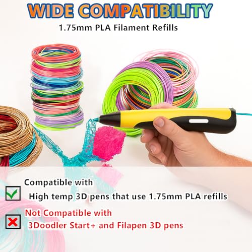 Yungden 3D Pen Filament Refills, 40 Colours, 1.75mm PLA 3D Printing Threads
