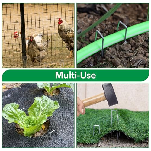 UNCO- Galvanized Landscape Staples, 10 Inch, 200 Pack, Garden Staples, U-Shaped Landscape Pins for Weed Barrier Cover, Ground Cover