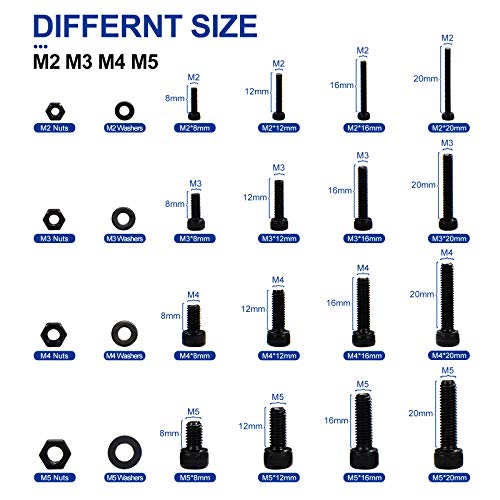 NINDEJIN 1060pcs Socket Head Screws, M2 M3 M4 M5 Metric Machine ScrewsAssortment Kit + 300pcs Spring Lock Washers, M3 M4 M5 M6 M8 Metric Split Lock Washer Set