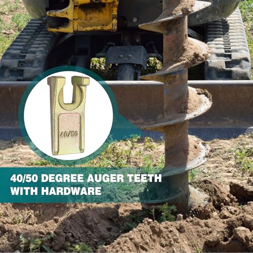 4 Sets Degree Spiral Drill Teeth with Hardware, for Digging Crumbly Rock, Soil, and More 4