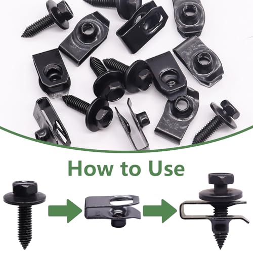 30 Sets 1/4-20 x 3/4" Furniture Screw Threaded Wood Inserts + 30Pcs 1/4 Inch Fender Bolts and U-Nut Clips Kit