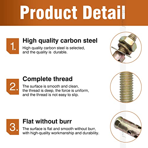 5/8x3-3/4 in Zinc-Plated Steel Sleeve Anchors for Concrete,30 Pcs 5/8x3-3/4 inch 30