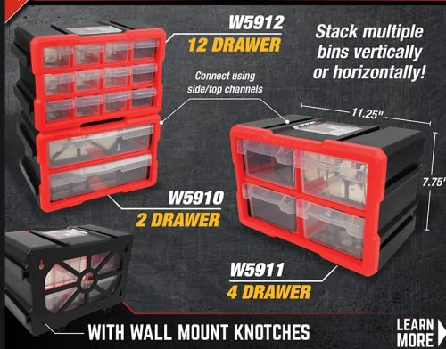 Performance Tool W5911 4-Drawer Interlocking Storage Bin (Pack of 1)