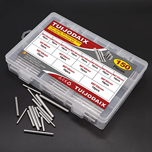 150Pcs 304 Stainless Steel Dowel Pin Assortment Kit M3 M4 M5 with Box M3/M4/M5