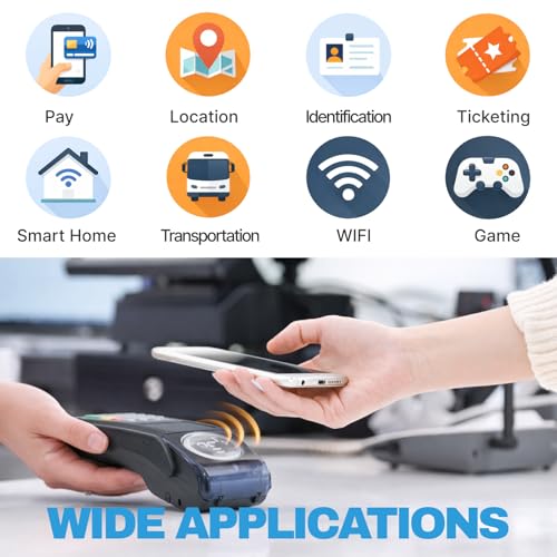 Pack of 60 NFC Tag Stickers - Rewritable Ntag215 Stickers - 504 Bytes Memory - Self Adhesive & Waterproof - Compatible for All NFC Enabled Phones and Devices - 25mm Diameter