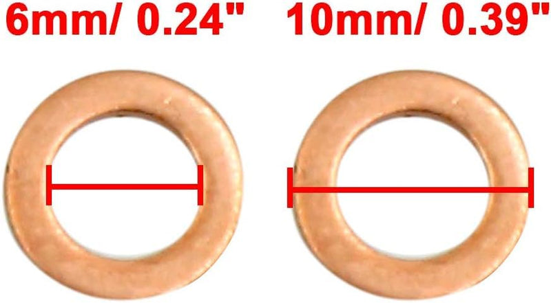 50 Pcs 6mm Inner Diameter Copper Washers Flat Sealing Gasket Rings Sealing Rings for Screws Bolts and Nuts for Cars Oil Drain Plug Washers