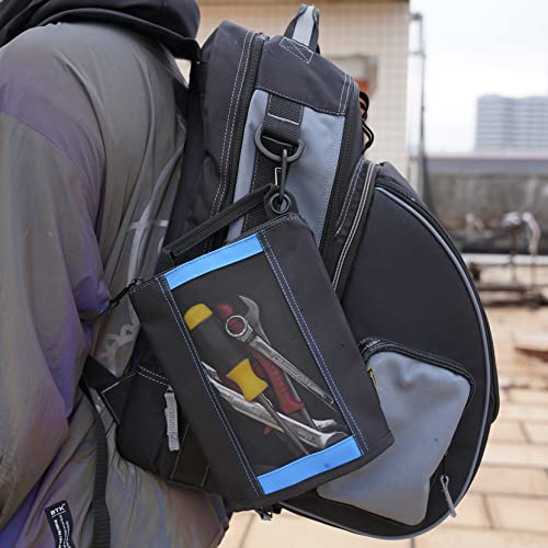 MELOTOUGH Canvas Zipper Tool Pouch Zipper Bag -Fastener bag with Mesh Window and Hanging Grommets(Yellwo 2 & Blue 4)