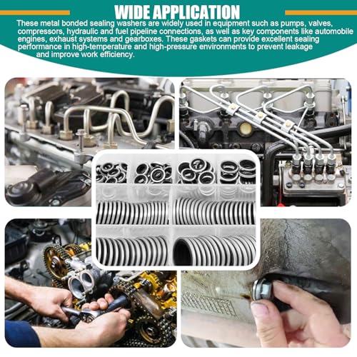 450PCS Bonded Sealing Washers Automotive Metric Self-Centred Crush Washers 450pcs Sealing Washers