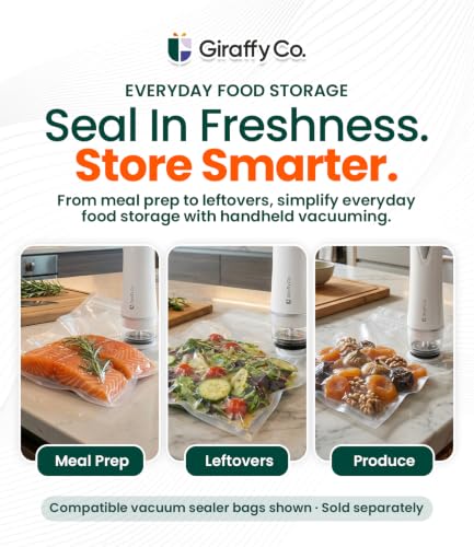 GIRAFFYCO Compact Food Vacuum Sealer Machine Only, Portable Rechargeable