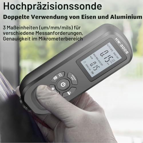 Paint Gauge Paint Density Meter Car Paint Thickness Gauge for Car Digital Paint Coating Thickness Gauge Measuring Range 0-2000UM (Black)