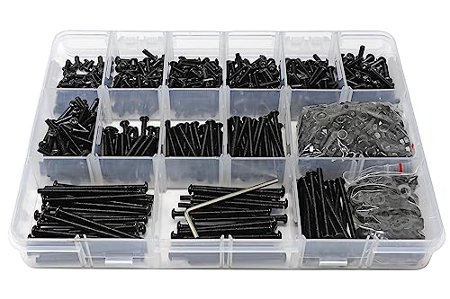iexcell 1500 Pcs M3 x 6/8/10/12/14/16/20/25/30/35/40/45/50 Alloy Steel 10.9 Grade Hex Socket Button Head Cap Screws Bolts Nuts Washers Assortment Kit, Black Oxide Finish M3 x 6/8/10/12/14/16/20/25/30/35/40/45/50mm
