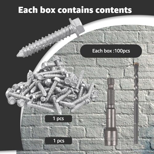1/4" x 1-1/4" Concrete Screws 410 Stainless Steel Hex Head Concrete Screw