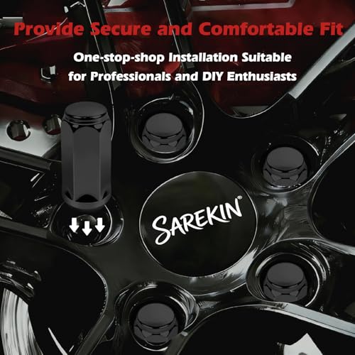 1/2-20 Long Lug Nuts, Closed End Bulge Acorn Black, 48mm 20Pcs 20Pcs 1.9" Long 1/2"-20