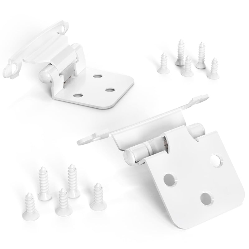 Chibery 1/2" Overlay Cabinet Hinges, 20 Pack Self Closing Flush Mount Hinges with Door Bumper, Variable Decorative Hardware for Bathroom, Furniture, Kitchen Cabinet Doors, White