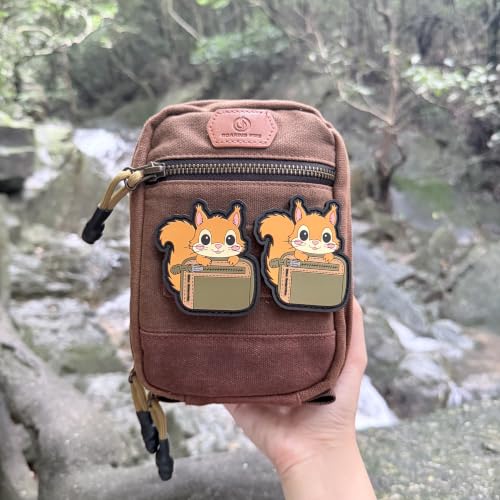 Roaring Fire Waxed Canvas Smolder EDC Pouch,with 1 Squirrel Morale Patch