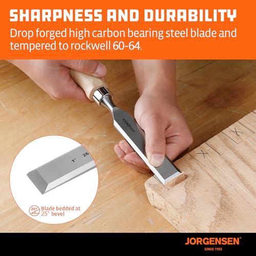 Jorgensen 4-Piece Wood Chisel Set, 1/4", 1/2", 3/4", 1" 1/4", 1/2", 3/4", 1"