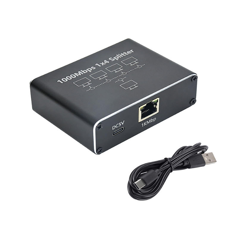 Gigabit Ethernet Splitter - 1 to 4 Network Splitter with USB Power Cable, RJ45 Internet Adapter 1000Mbps High Speed for Cat 5/5e/6/7/8 Cable [4 Devices Networked Simultaneously]