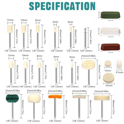 6PCS 1/8" Shank Drill Buffing Wheels with 3PCS Polish Compound, 137Pcs Buffing Wheel Polishing Kit with Polish Compound Buffing Pad Polishing Wheel Tool Kits