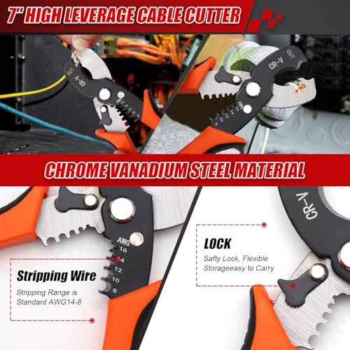 3 Piece Heavy Duty Bolt Cutter Set All in One Metal Cutting Kit 14 Inch Chain Cutter 8 Inch Mini Wire Pliers 7 Inch Cable Shear Complete Tool Set for Fencing Locks Wires DIY 3-pcs