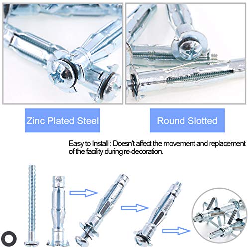 Glarks 30Pcs 5x52MM Heavy Duty Zinc Plated Steel Molly Bolt Hollow Drive Wall Anchor Screws Set for Drywall, Plaster and Tile (M5x52) hollow wall anchor