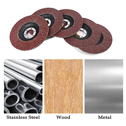 4.5 Inch Flap Discs, 20 Pack-40 60 80 100 120 Grit Angle Grinding Sanding Wheels Type 27 Aluminum Oxide Abrasives for Metal Wood Grinding(7/8 inch Arbor)