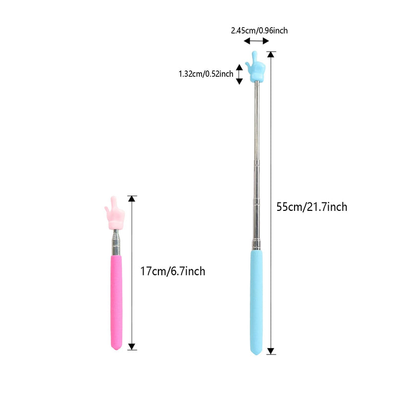 8Pcs Telescopic Teacher Finger Pointer Stick for Classroom, Extendable Finger Hand Pointer Retractable Pointing Stick Reading Aid for Teachers Coach Presenter