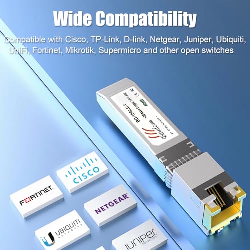 Copper Module SFP-RJ45 10G 30 Meters, SFP+ Transceiver Module 10GBase-T Compatible with Cisco SFP-10G-TS, D-Link (x2, 10GBase-T: 30m) Pack of 2
