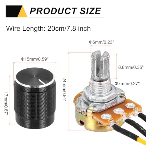 QUARKZMAN 3 Pieces 2K Ohm Potentiometer, 3 Pins Single Linear Digital Potentiometer with Rotary Knob for Automotive Electronics Multimedia Audio B2K Ohm
