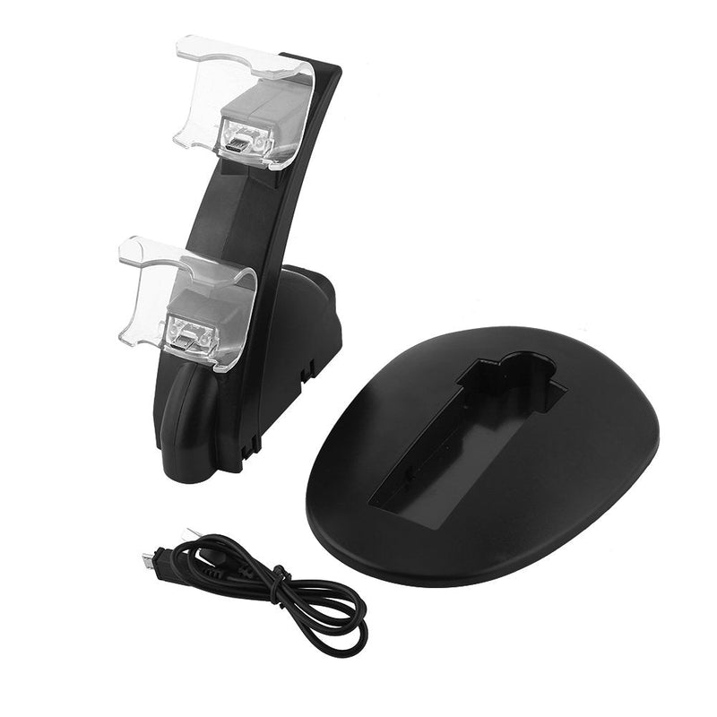Charger for Ps4 Controller Charger for Ps4 Slim Pro Controller PVC Black USB Dual Charging Charger Docking Station Stand for Ps4 for 4 Slim Pro Controller