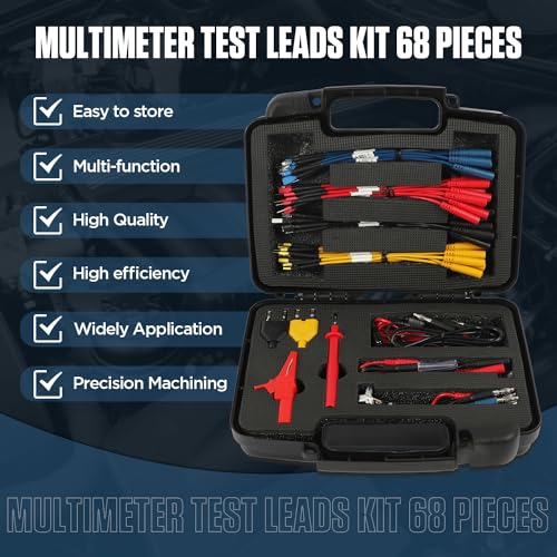 68 Pcs Automotive Circuit Test Lead Kit,Multimeter Test Leads Set,Electrical Breakout Leads Automotive Kit with 48 Pcs Terminals,Alligator Clip,Acicular Probe 68
