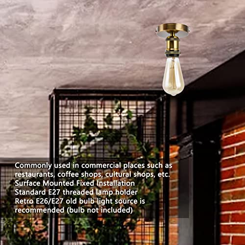 Ejoyous E26 E27 Lamp Holder, Vintage Ceiling Light Lamp Holder Retro Light Bulb Holder E27 Base for Kitchen Bedroom Living Room DIY Accessories (Golden Old Colour) Golden old colour