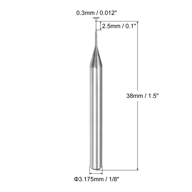 uxcell 10Pcs 0.3mm Carbide End Mill Engraving Milling Cutter CNC Router Bits for PCB Machine, 1/8" Shank 0.3mm x 2.5mm