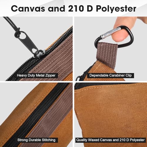 Abbylike 6 Pack Waxed Canvas Tool Pouches 12 x 7.5 x 2 Inch Small Tools Bag Heavy Duty Canvas Zippered Pouches Small Waterproof Utility Tool Pouch for Portable Multipurpose Storage Organizer Supplies