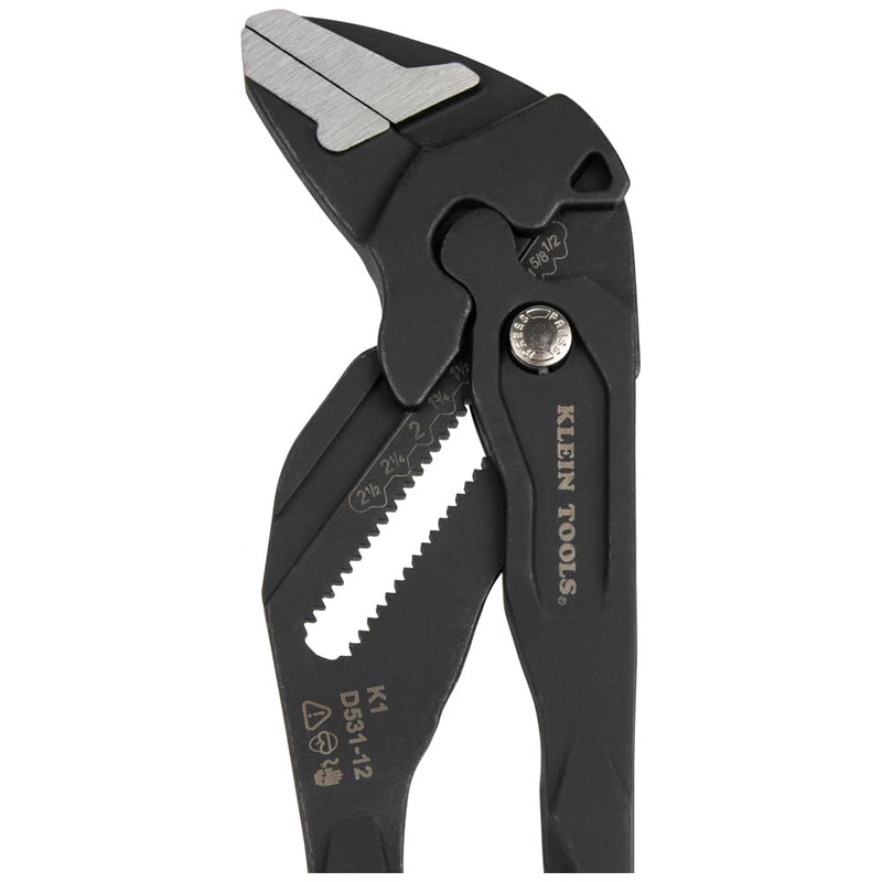 Klein Tools D53112 Compact Plier Wrench, High Leverage Multi-Use Adjustable Plier Wrench with Smooth Jaws, 12-Inch