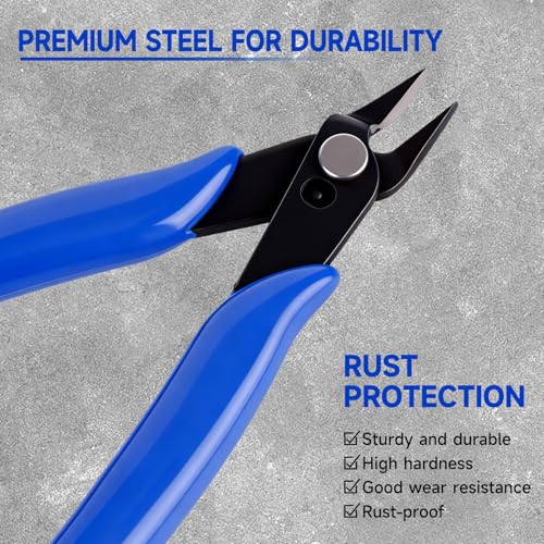 20 PCS 5 Inch Micro Flush Cutters Precision Wire Cutters Diagonal Side Cutters Nippers Sharp Zip Tie Cutter with Plastic Protective Caps for Jewelry Making, Soft Copper Wire,Heating Wire