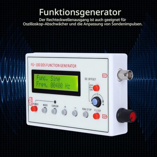 Fyearfly DDS Signal Generator 1Hz-500KHz FG-100 Frequency Generator Function Generator Sine Wave Rectangular and Triangle Wave Counter Signal Source for Testing and Debugging