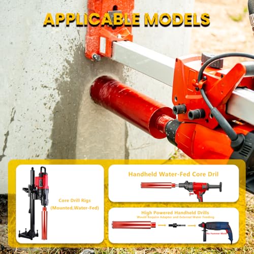 RDT 2" Diamond Drill Core Bits for Concrete Masonry Brick and Stone, Laser-Welded Wet Drill Bit, 14" Drilling Depth, 1-1/4"-7 Arbor, for Construction & DIY Home Renovation 2 inch Upgraded