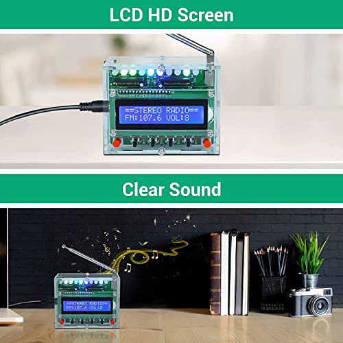 DONGKER FM Radio Kits, Soldering Projects DIY Electronic Kits Digital Radio with LCD Display FM 87-108 MHz Soldering Exercise Kit Wireless Receiver for Learning and Teaching LCD Display Radio